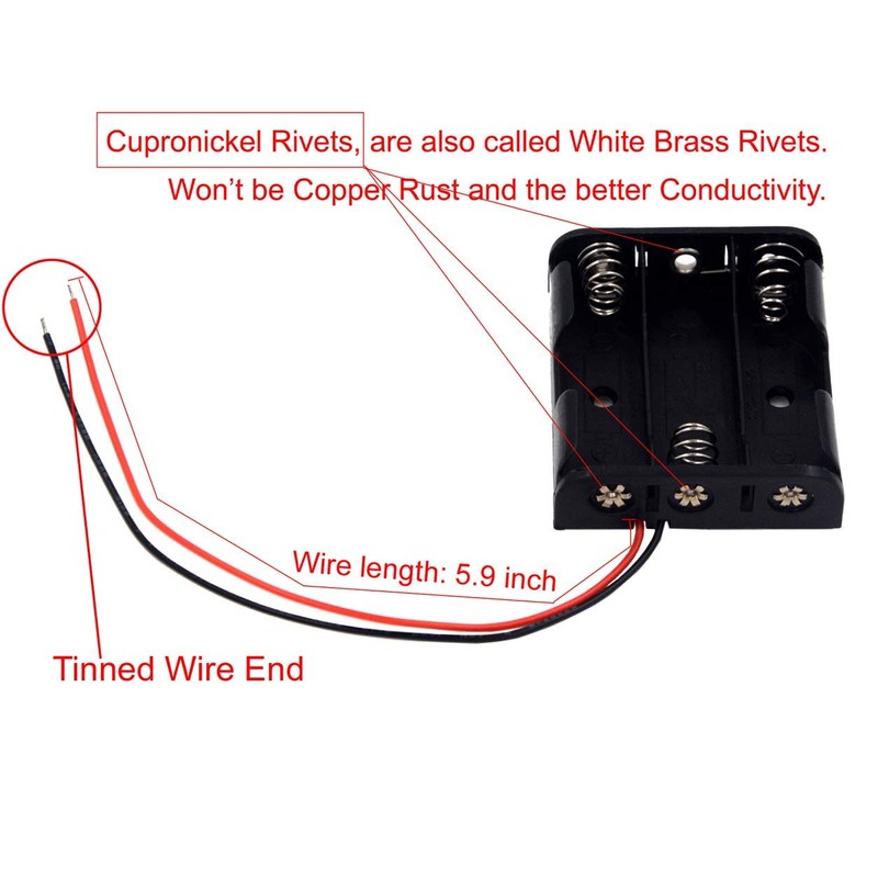 LampVPath (Pack of 3 3 AA Battery Holder with Leads,