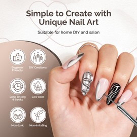 MelodySusie MelodySusie 8ML Silver Gel Liner Nail Art Polish Mirror Chrome 3D Effect,for Line and Patterns of Painting,French Nail Tips,DIY Manicure Pedicure for Home DIY Salon Use