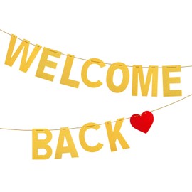 HOLIDYOYO Glitter Latte Welcome Back Banner Party Decoration Welcome Back Hanging Banner Birthday Party Decoration Welcome Sign Gold Welcome Back Banner Farewell Party