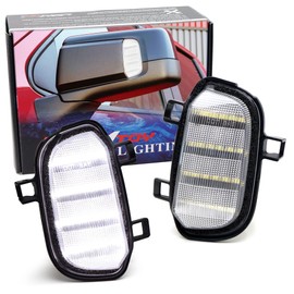 iJDMTOY Semi-Clear Lens Xenon White Quad-Row Full LED Strips Side Mirror Marker/Clearance Lamps Compatible With 2019-up Chevy Silverado GMC Sierra 1500