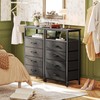 Huuger Night Stand with Charging Station, 4 Drawer Dresser for