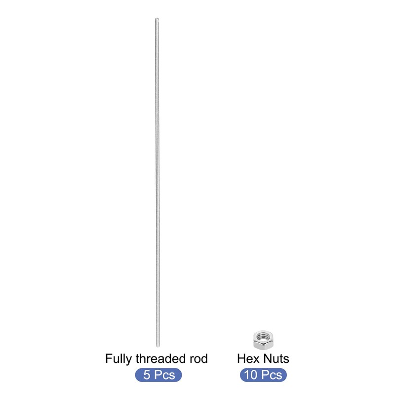 sourcing map 5Pack M3 x 150mm Fully Threaded Rod with