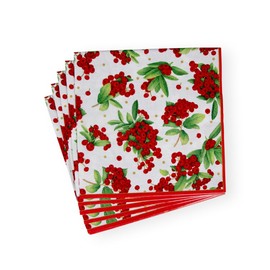 Christmas Berry Paper Dinner Napkins in Red - 20 Per Package