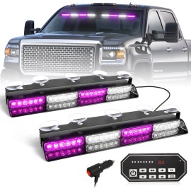 Emergency Dash Strobe Lights 48W 48-LED Blue/White Hazard Warning Light Bar for OLIVER Trucks & VehiclesLight Color: purple/white, Rated Power: 48, Beam Angle: Spot