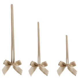 Meseey 30pcs 3 Inch 5 Inch 8 Inch Elastic Gift Bows Pre-Tied,Stretchy Reusable Satin Ribbon Loops for Christmas/Wedding/Baby Shower Self-Adhesive Party Favors Decorations(Linen)