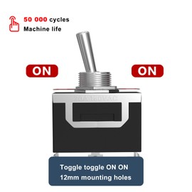 SCOOYUCK Pack of 5 Toggle Switches, 12 V 24 V 125 V 230 V (3-250 V) SPDT ON ON 3 Pin Switch, Rocker Switch with Waterproof Cap, for Cars, Trucks, Boats, Ships