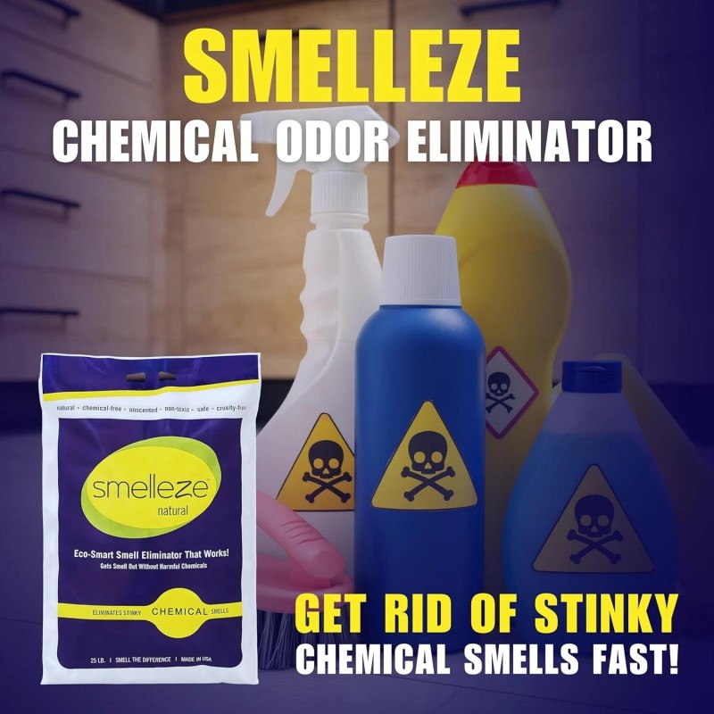 SMELLEZE Natural Chemical Odor Remover Granules: 25 lb. Bag Sprinkle