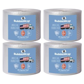 4 large rolls of Bubble Wrap total 700 feet, small bubble wrap 3/16 cushioning, 700 ft, heavy duty, perforated Every 12" Made in the USA by American Bubble Boy, bulk bubble wrap for moving, shipping
