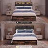 Queen Bed Frame with Storage Drawers, Upholstered Headboard with LED