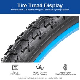 24 x 1.95 (53-507) Bike Tire 24 inch Bicycle tire Suitable for 24x1.95 24x2.0 Off Road/Mountain Folding Replacement Bike Tire (Single)