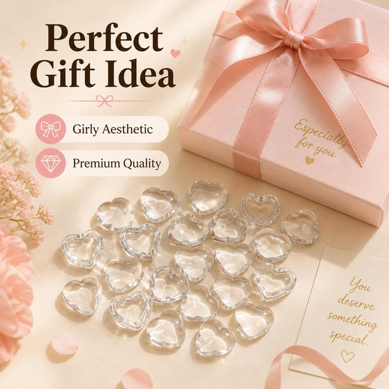 Keyboard Bubbles for Long Nails, 60 Pcs Clear Raised Heart
