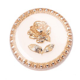 5pcs Vintage Round Retro Gold Metal Rose Flower Pattern Buttons for Clothes Coats Decoration (White Gold, 25mm)