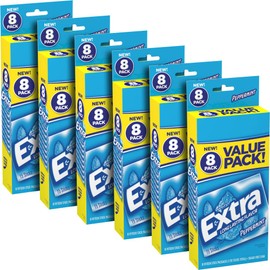 EXTRA Gum Peppermint, Sugar-Free Chewing Gum Bulk, 8 Ct Box, Pack of 6 (48 Count)