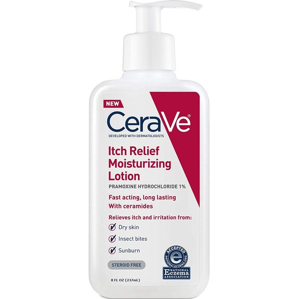 CeraVe Moisturizing Lotion for Itch Relief | 8 Ounce | Dry Skin Itch Relief Lotion with Pramoxine Hydrochloride | Fragrance Free (Pack of 4)