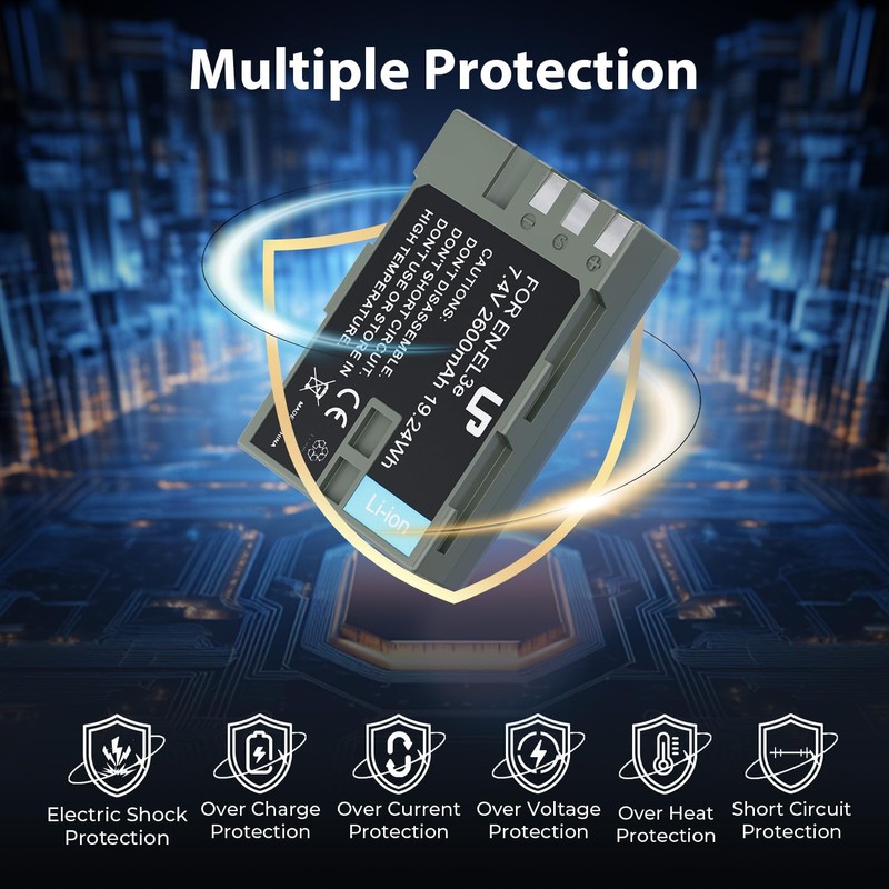 LP EN-EL3e, EL3a, EL3 Battery, 2600 mAh Battery Compatible with