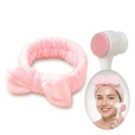 Cepillo Facial 2 en 1 de Doble Cara con Cerdas Suaves y Silicona, con Diadema Afelpada MULTICOLOR