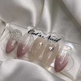 Ribbon Goblin Magnetic Nail Handmade Nail Tips - Oval / 리본 도깨비 자석네일 수제네일팁 - 오벌