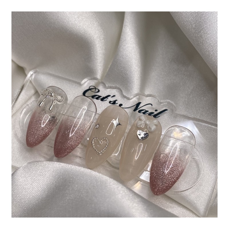 Ribbon Goblin Magnetic Nail Handmade Nail Tips - Oval /
