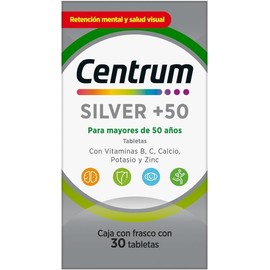 Centrum Silver +50 Multivitaminico, Con Vitamina B, Vitamina C, 30 Tabletas