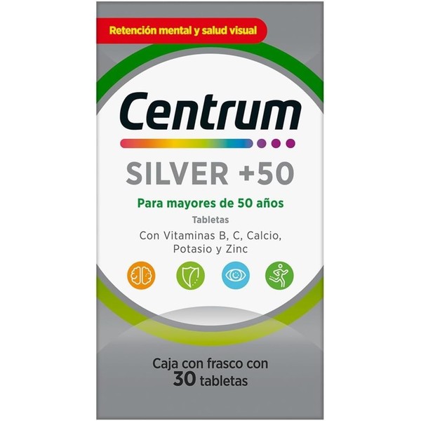 Centrum Silver +50 Multivitaminico, Con Vitamina B, Vitamina C, 30