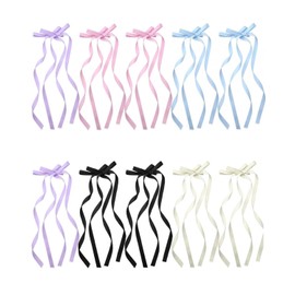 TPZORJX Pack of 10 Women's Hair Bows - Double Layer Tassel Ribbon Long Bands Hair Bow, 5 Colours Bow Hair Clip, with Bow Hair Bows for Girls Women Hair Decoration
