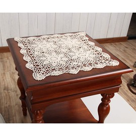 vanyear Handmade Crochet Lace Table Cloth Doilies Placemat Dining Room Mats 15inches Beige