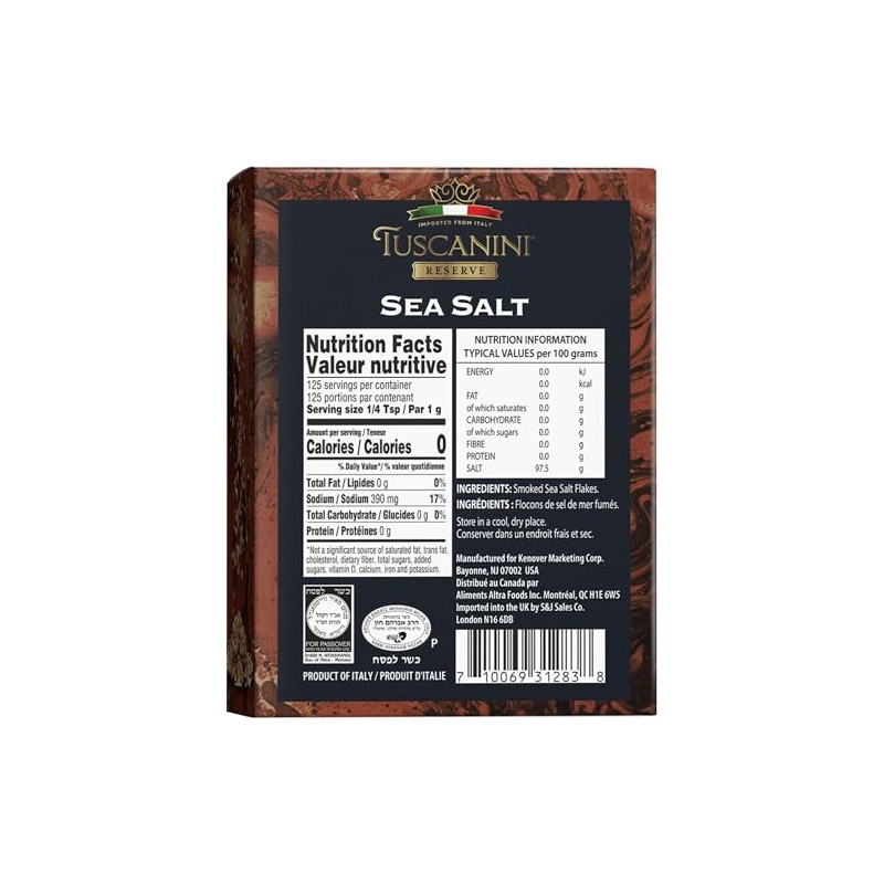 Tuscanini Italian Smoked Sea Salt Flakes, 4.4oz | Flaky Sea