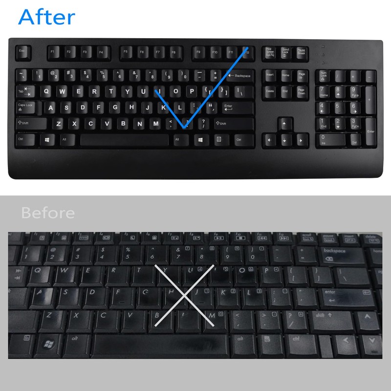 2 Pack Universal Arabic Keyboard Stickers, Transparent Background, with White