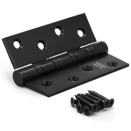YAGU 3 Pack 4'' Door Hinges Brushed Black 4 x 3 Inch - Square Corners Stainless Steel Heavy Duty Ball Bearing Hinges for Interior Doors Hardware