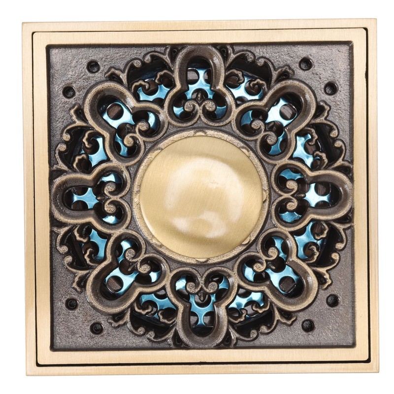 Floor Drain Metal Squared Retro Style Water Drainage Shower Drain