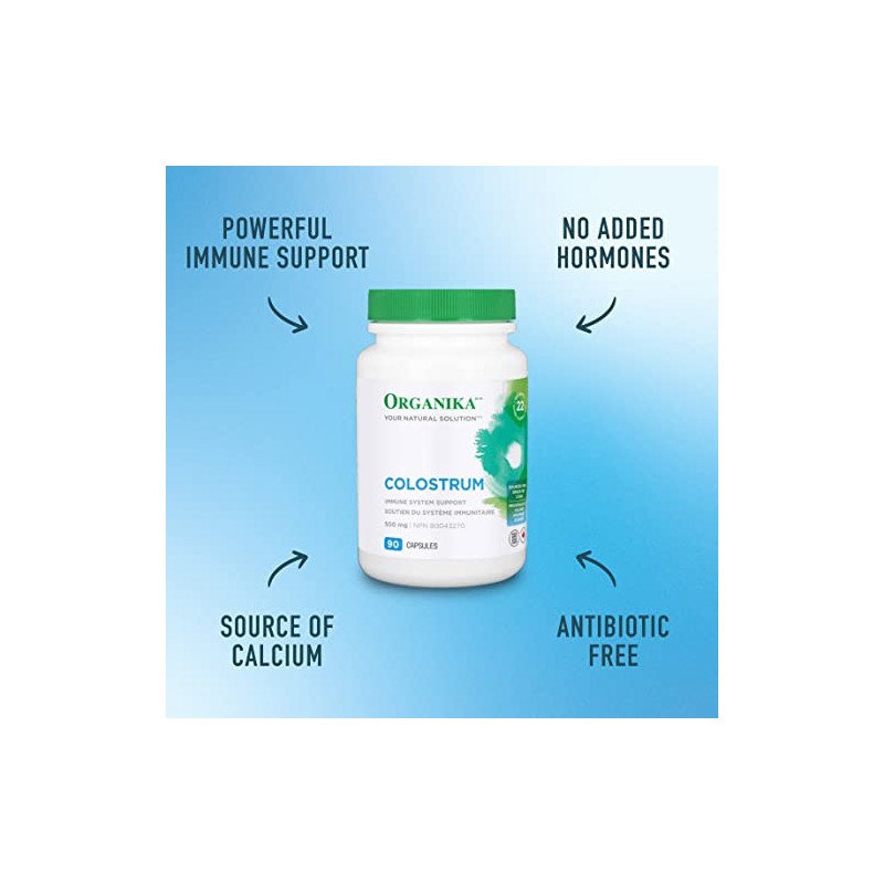 Organika Organika Canadian-Made Colostrum (Bovine)- Immune Support, Grass-Fed- 180caps