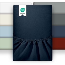 puredown Double Fitted Sheet Size Deep 14 inch (35 cm), Bedding Fitted Sheet Double - Ultra Soft Brushed Microfibre Fabric - Wrinkle Free, Breathable, Fade Resistant,135x190x35cm, Navy