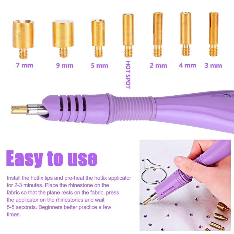 Hotfix Applicator Set with 7 Applicator Tips & Hotfix Rhinestones,