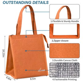 iknoe Lunch Bag Insulated Lunch Bags for Women & Men, 9L Reusable Lunch Tote, Portable Adult Thermal Large Lunch Cooler for Work Picnic Beach (Orange)