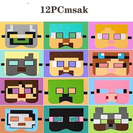 Yoimckay Pack of 12 Party Masks Kids Felt Masks Kids Birthday Masks for Cosplay Party Animated Cartoon Masks for Cosplay Party Birthday