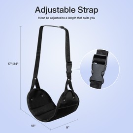 Airplane Foot Hammock, Portable Airplane Footrest to Relax Feet, Adjustable Foot Hanger for Long Trip Home Office, Travel Essentials, Black
