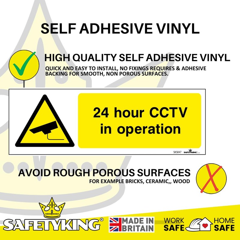SAFETYKING® 4 PCS CCTV STICKER (HORIZONTAL) CCTV Sign Security Sticker