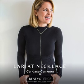 Benevolence LA Gold Dipped Lariat Necklace for Women, Candace Cameron Designed, Y Long Chain Drop Necklace with Bar Pendant, For Layering Necklaces, Jewelry Accessories