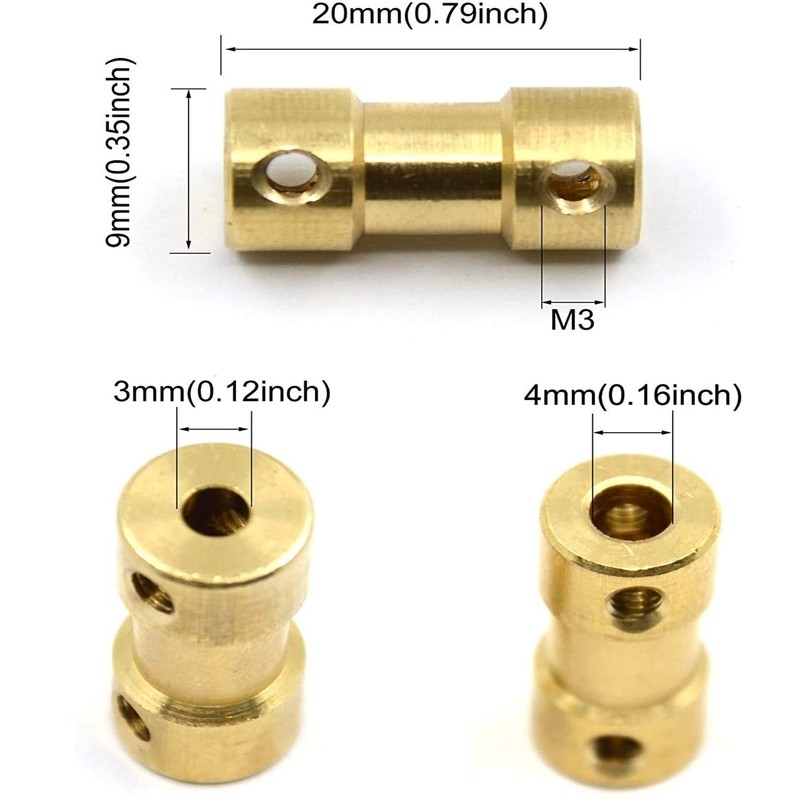 Pack of 5 Brass Shaft Coupling, Coupling Connector Sleeve, Shaft