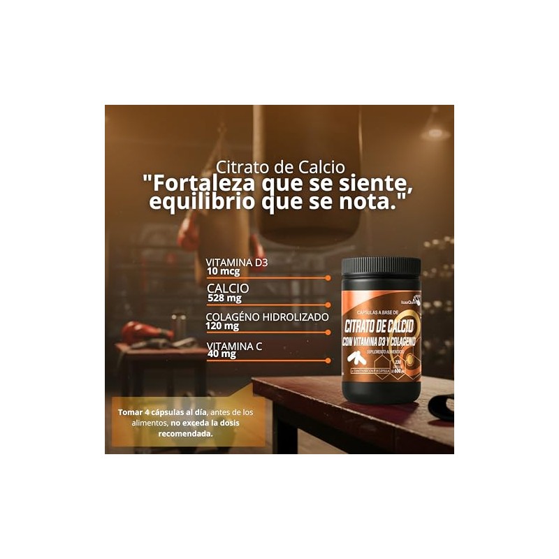 Citrato Calcio Vitamina Colágeno Hidrolizado 600 Por Cápsula 230 Cápsulas