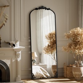 BEAUTYPEAK 56"x21" Arch Mirror Full Length, Traditional Vintage Ornate Baroque Mirror, Hanging or Leaning for Entryway/Bathroom/Fireplace/Bathroom, Black