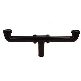 1-1/2" PVC Center Outlet Waste For Kitchen Double Bowl Sink, Black - PlumbUSA