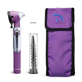 Natiqind Fiber Optic Mini Otoscope Set Pocket Size LED Ear Scope Medical Diagnostic Compact Pocket Size Fiber Optic Otoscope Orange Color (Purpul)