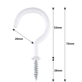 KYRYD 20 Haken Schraubhaken für Schrauben, Decken und Wände - weiß, ideal zum Aufhängen von Schlüsseln, Tassen, Blumentöpfen und mehr - stabile Tassenhaken für Haus und Werkstatt
