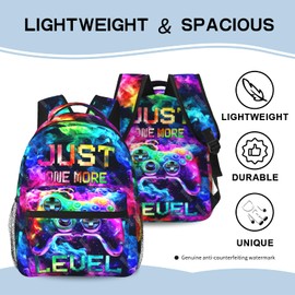 Wsotce Backpack For Boys Game School Backpack For Kids Teens Elementary Middle School Student Bookbag Boys Video Game Travel Back Pack for Ages 6-18