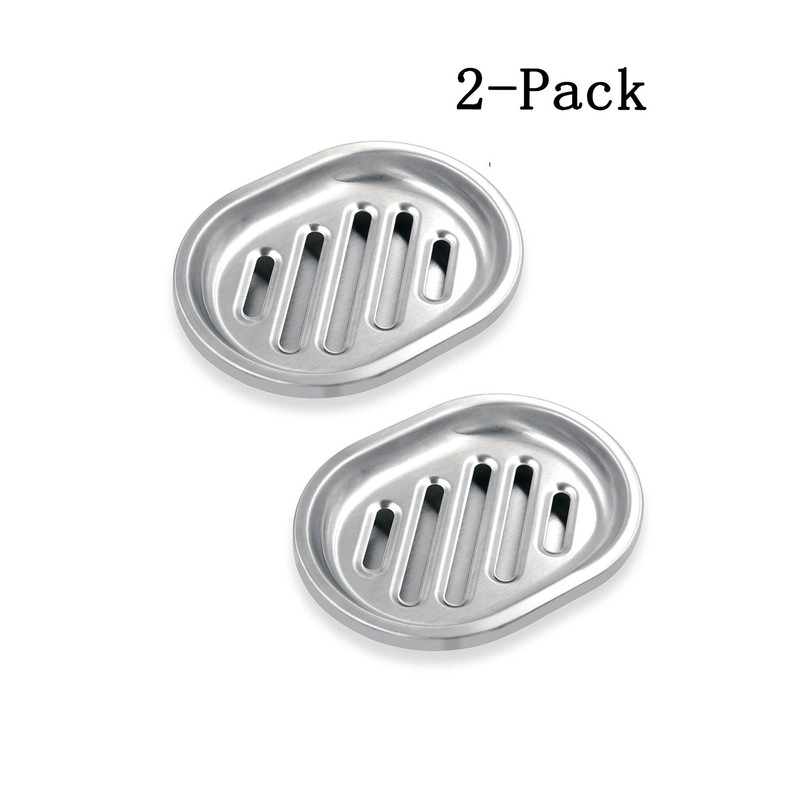 Soap Dish,Stainless Steel Soap Holder with Drain Spout,Brushed Metal Soap