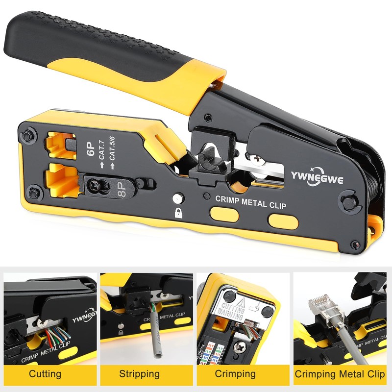RJ45 Crimp Tool Kit Pass Through Ethernet Crimper Kit Cat5
