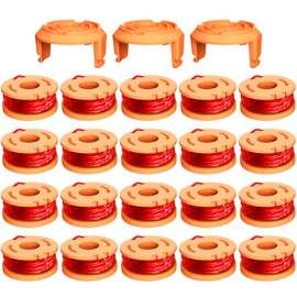 23 Pcs WA0010 Replacement Trimmer Spool for Worx, 0.065 Inch Diameter Trimmer String Weed Eater Refils and WA6531 Spool Cap Covers, Compatible with Worx Weed Eater(20 Trimmer spools+3 Spool Caps)