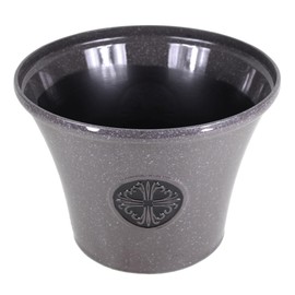 Garden Elements Round Plastic Logo Modern Planter, Light Brown, Large 14.75"