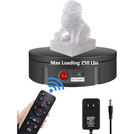 JAYEGT Motorized Rotating Display Stand, 360 Degree Electric Rotating Potography Turntable for Products Display，Live Video Show, Remote Control Angle, Speed (Black/ 20.5inch /330Lbs Load/Wired)